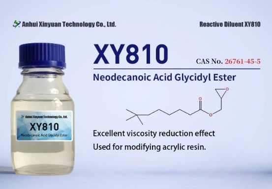 Neodecanoic Acid Glycidyl Ester XY810, CAS 26761-45-5, offset Cardura E10P, Glycidyl tertiary carbonate, EC No. 247-979-2, Molecular Formula C13H24O3, 2,3-epoxypropyl neodecanoate